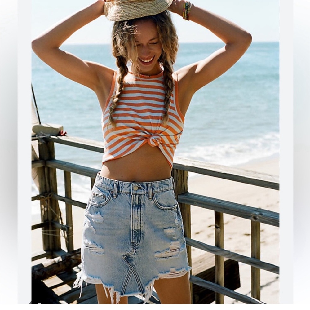 Pilcro frayed denim skirt